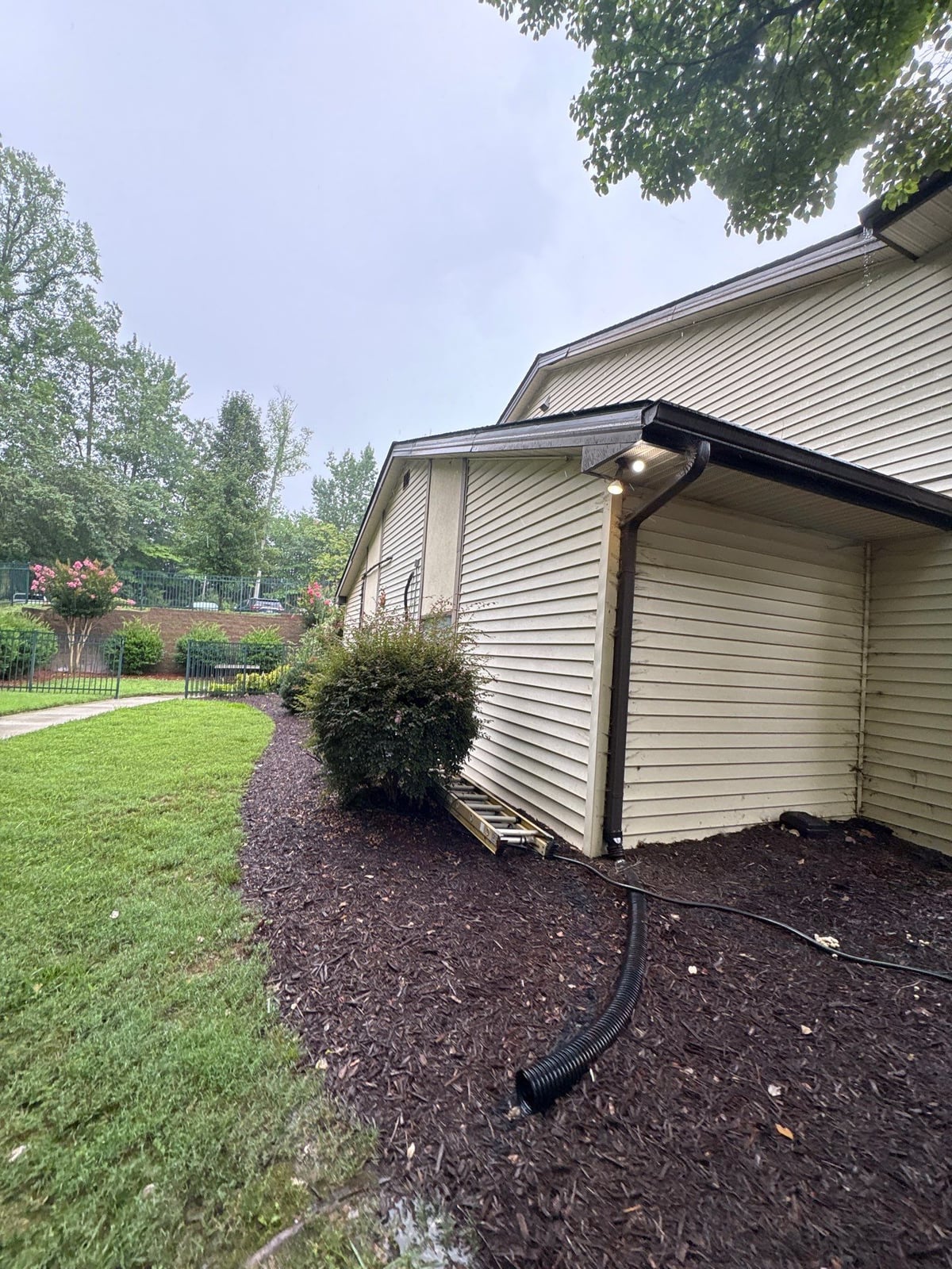 Exterior building washing and cleaning of siding and entryway