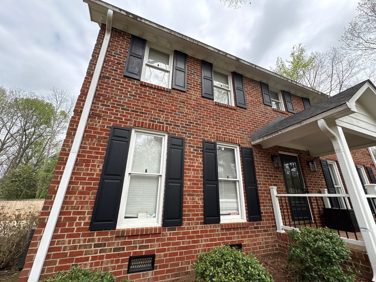 Exterior soft washing of brick siding and trim