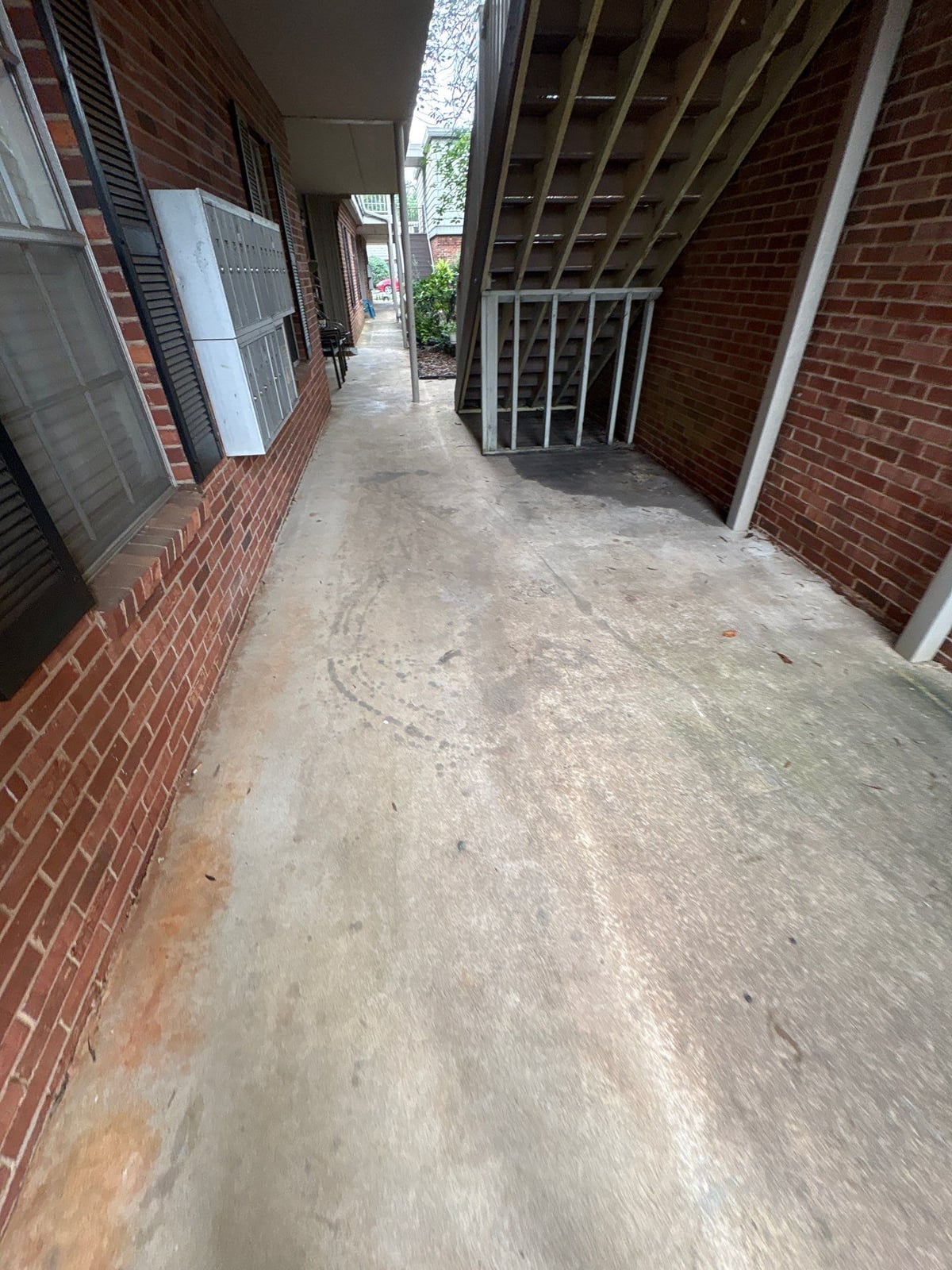 Concrete walkway power washing and exterior surface cleaning