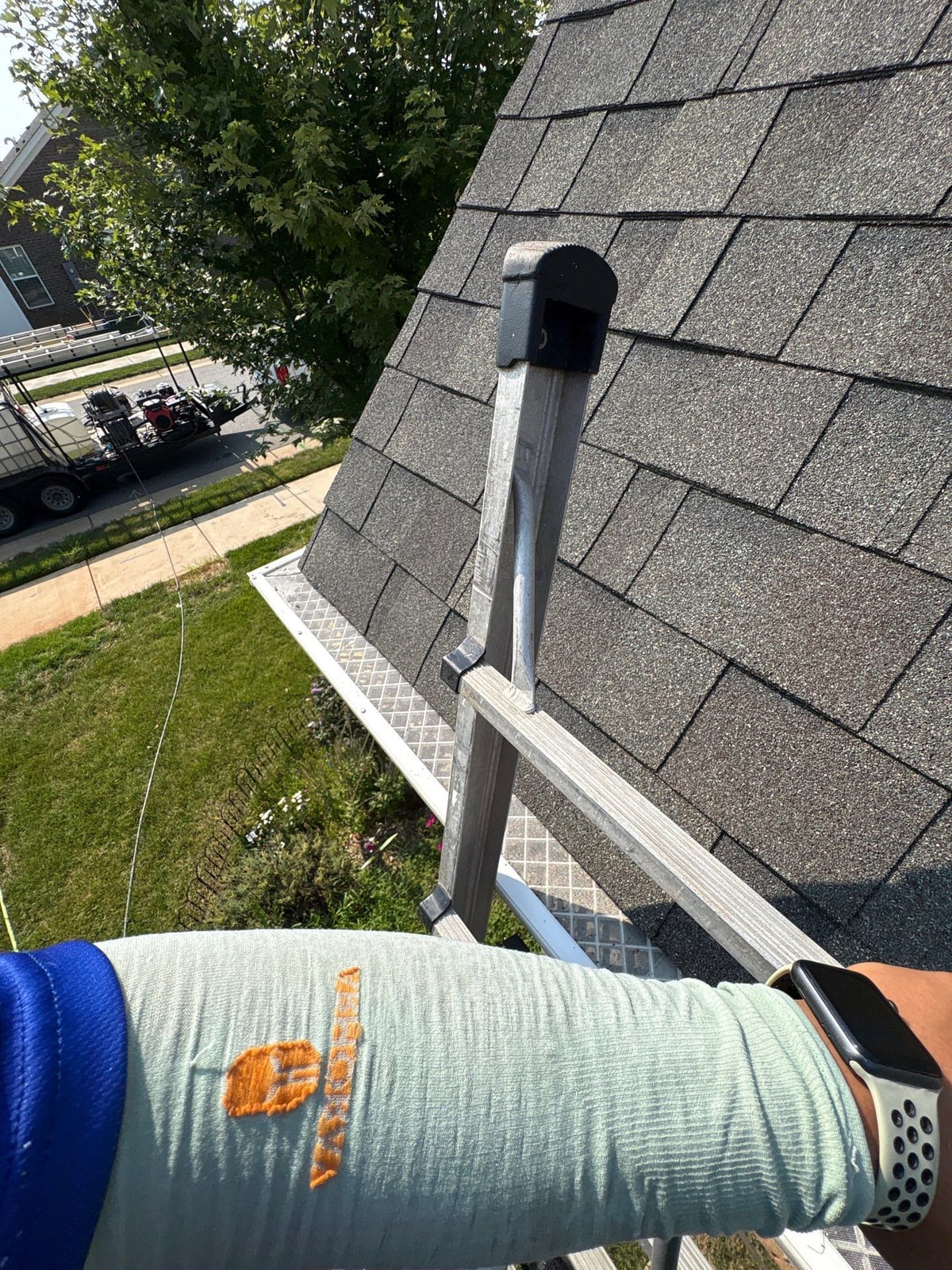 Sun porch fence and patio washing with gutter cleaning