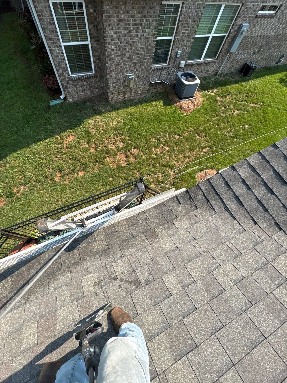 Sun porch fence and patio washing with gutter cleaning