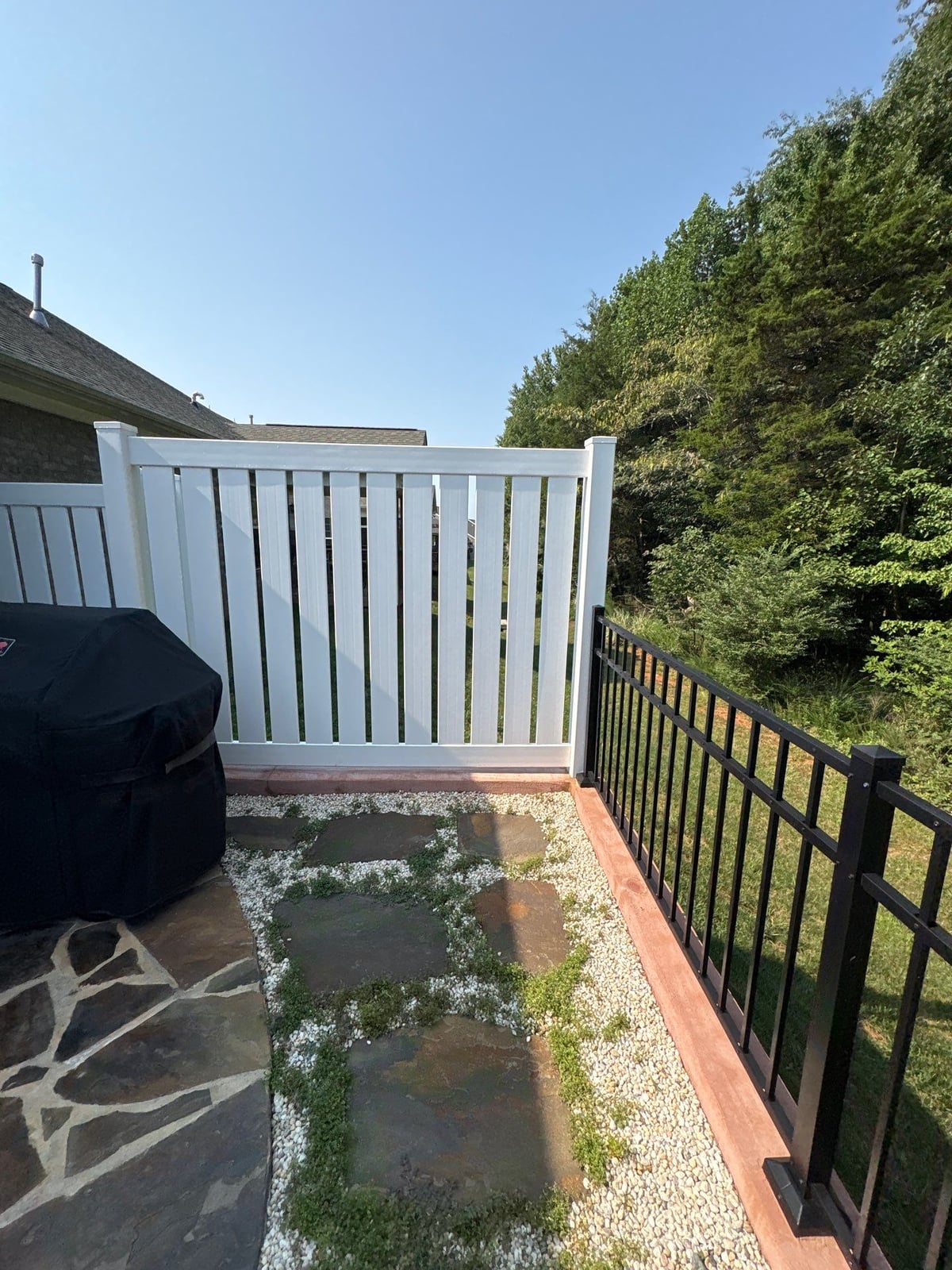 Sun porch fence and patio washing with gutter cleaning