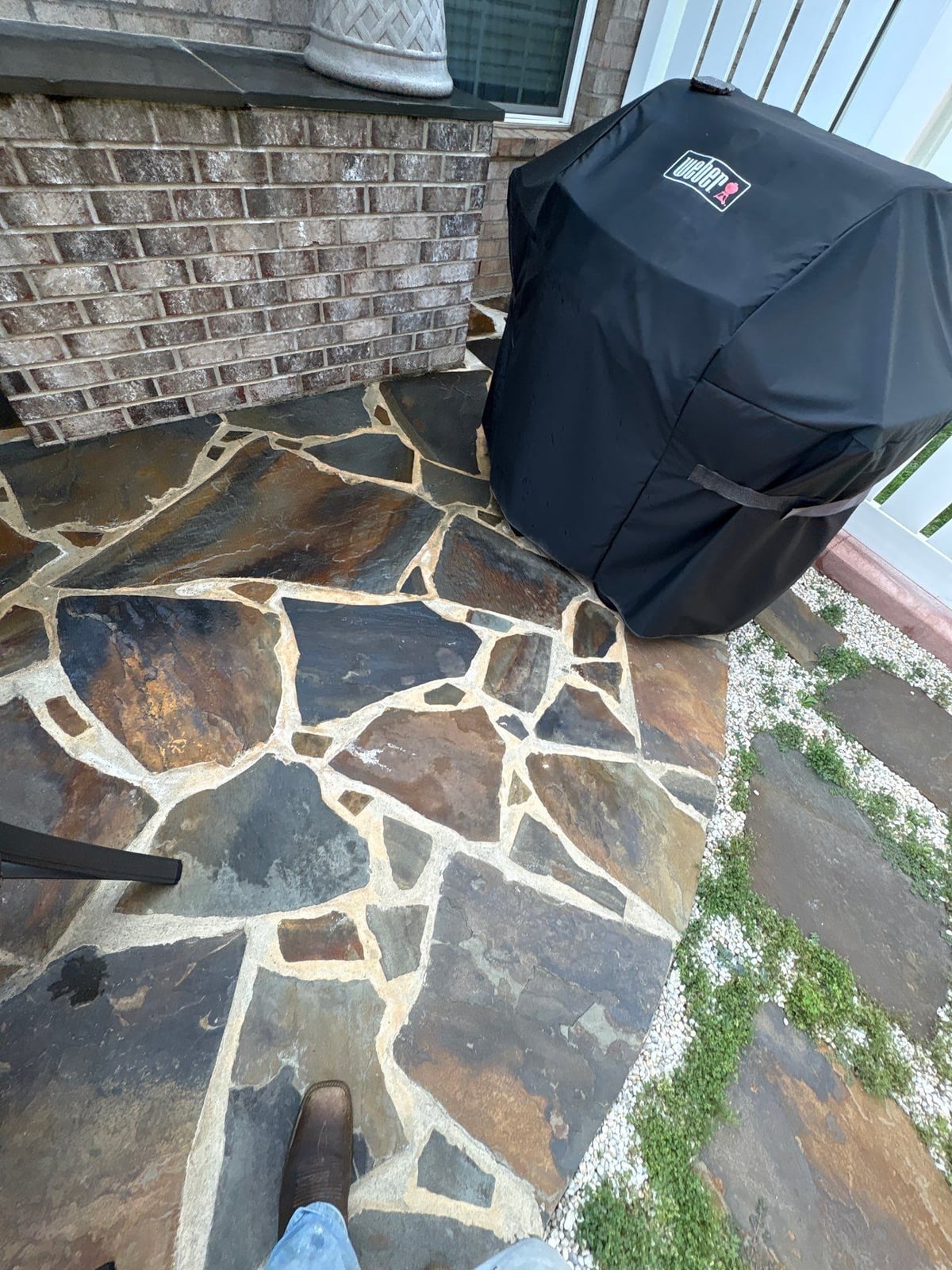 Sun porch fence and patio washing with gutter cleaning