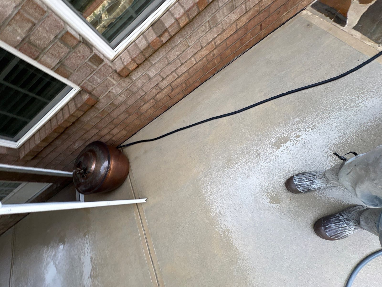 Sun porch fence and patio washing with gutter cleaning