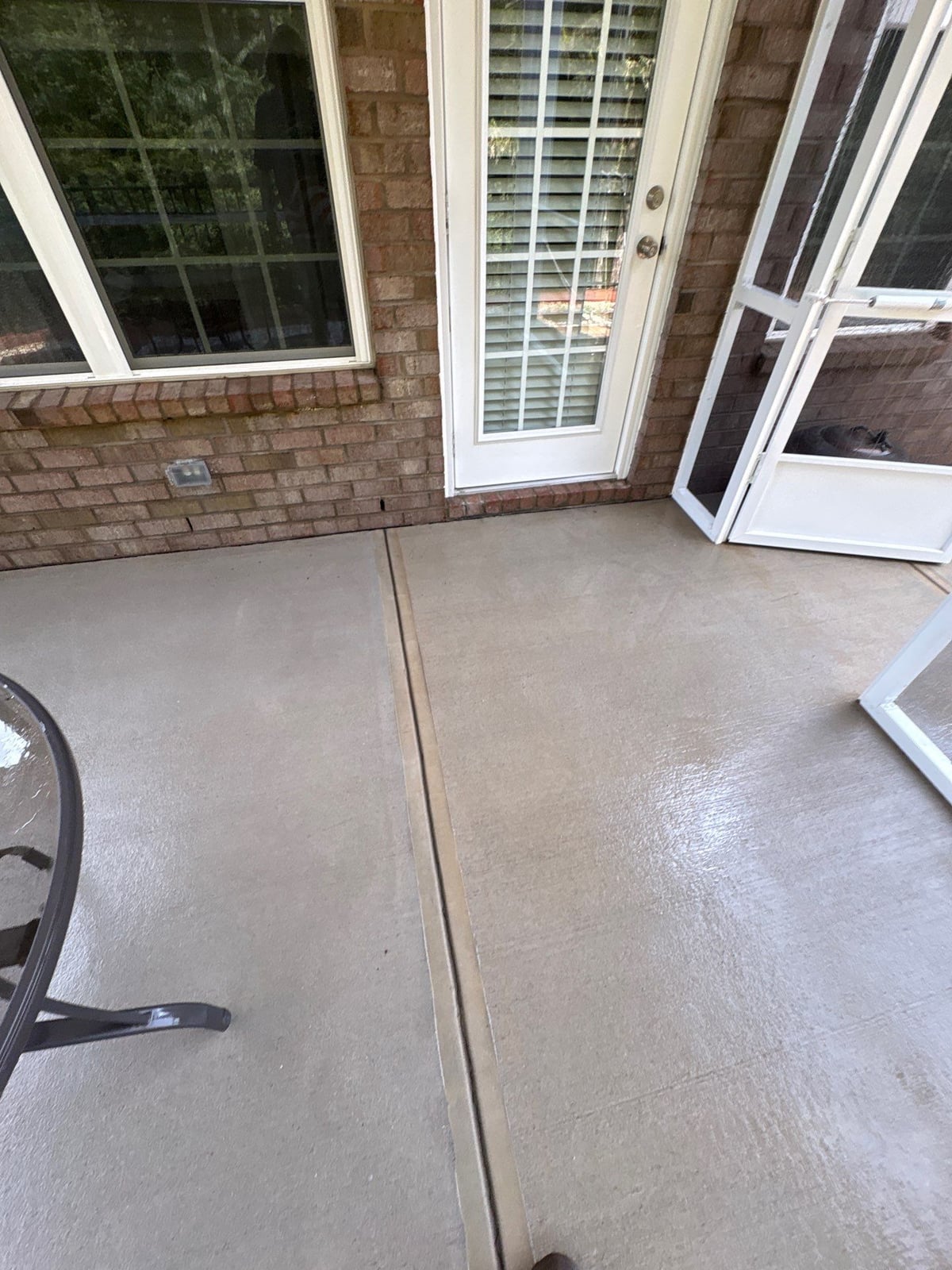 Sun porch fence and patio washing with gutter cleaning