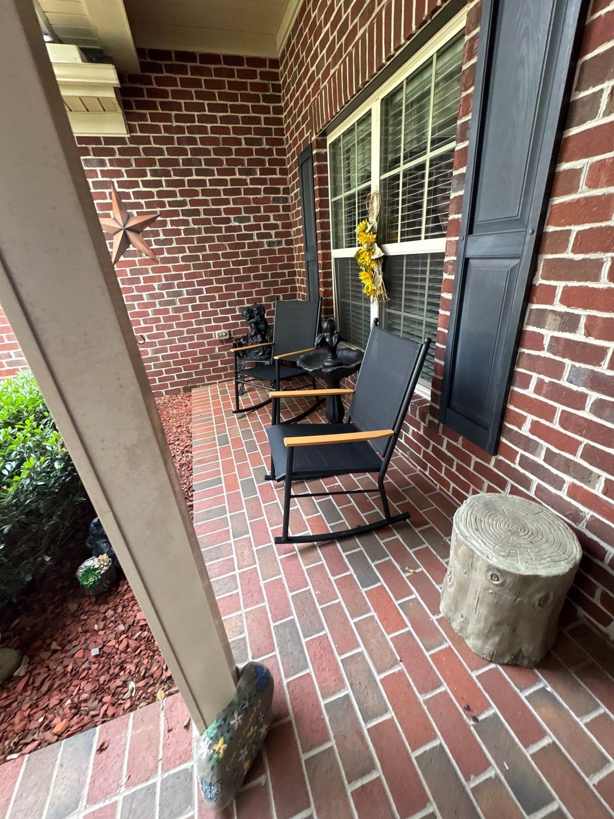 Brick patio pavers installation with front walkway and washing