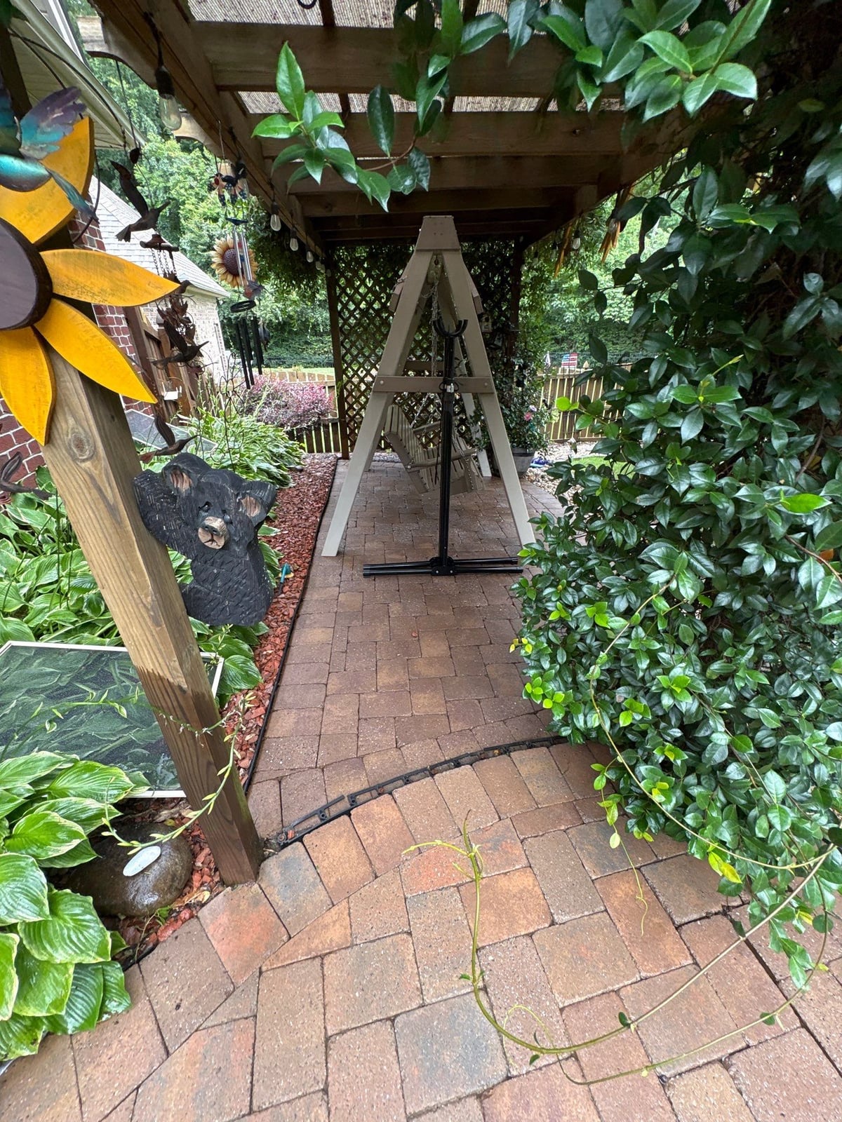 Brick patio pavers installation with front walkway and washing