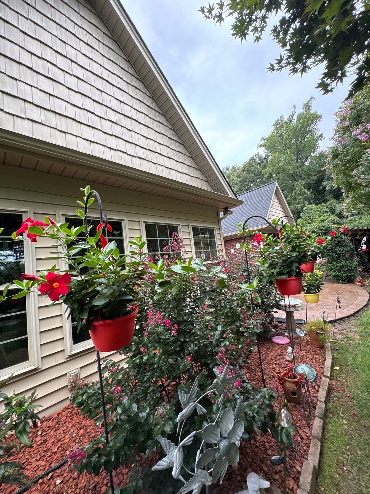 Brick patio pavers installation with front walkway and washing