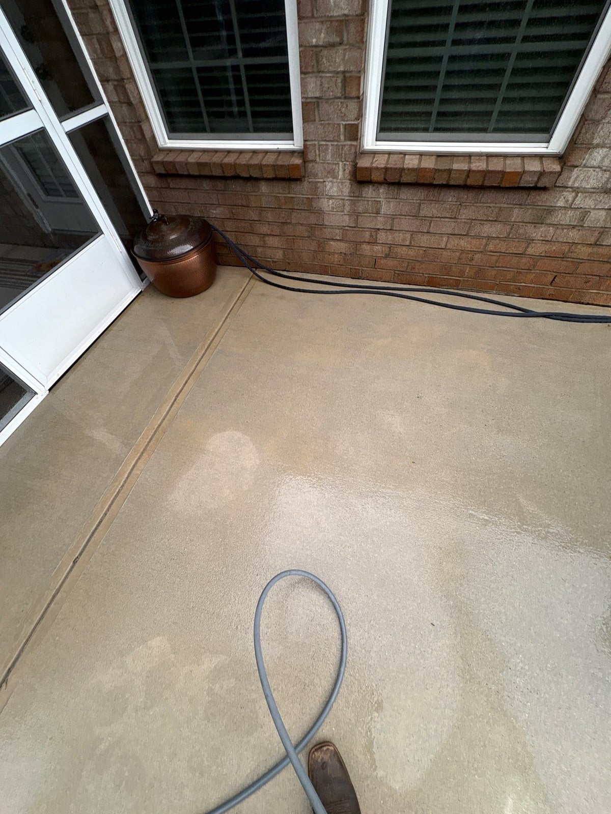 Brick patio pavers installation with front walkway and washing