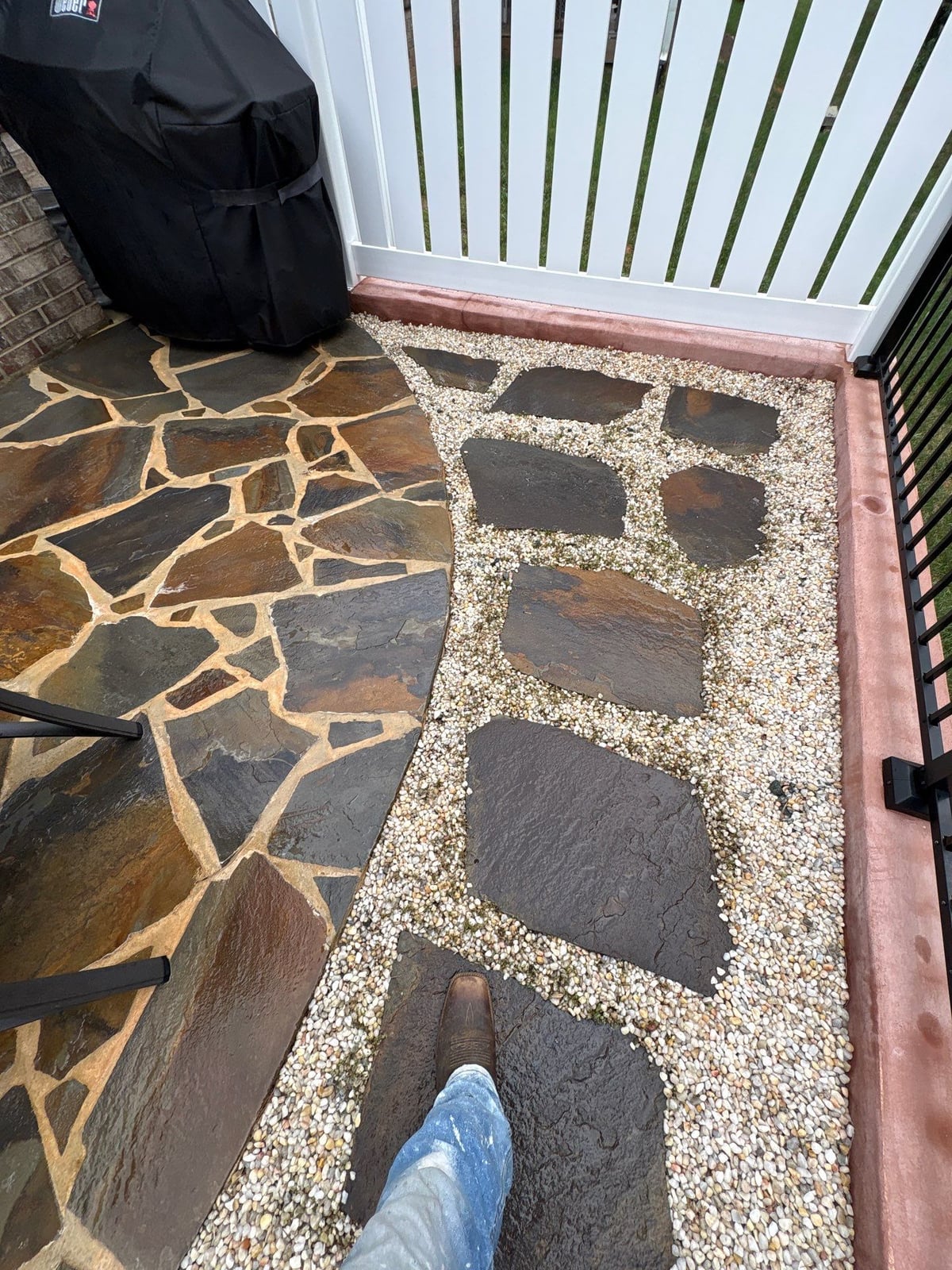 Brick patio pavers installation with front walkway and washing