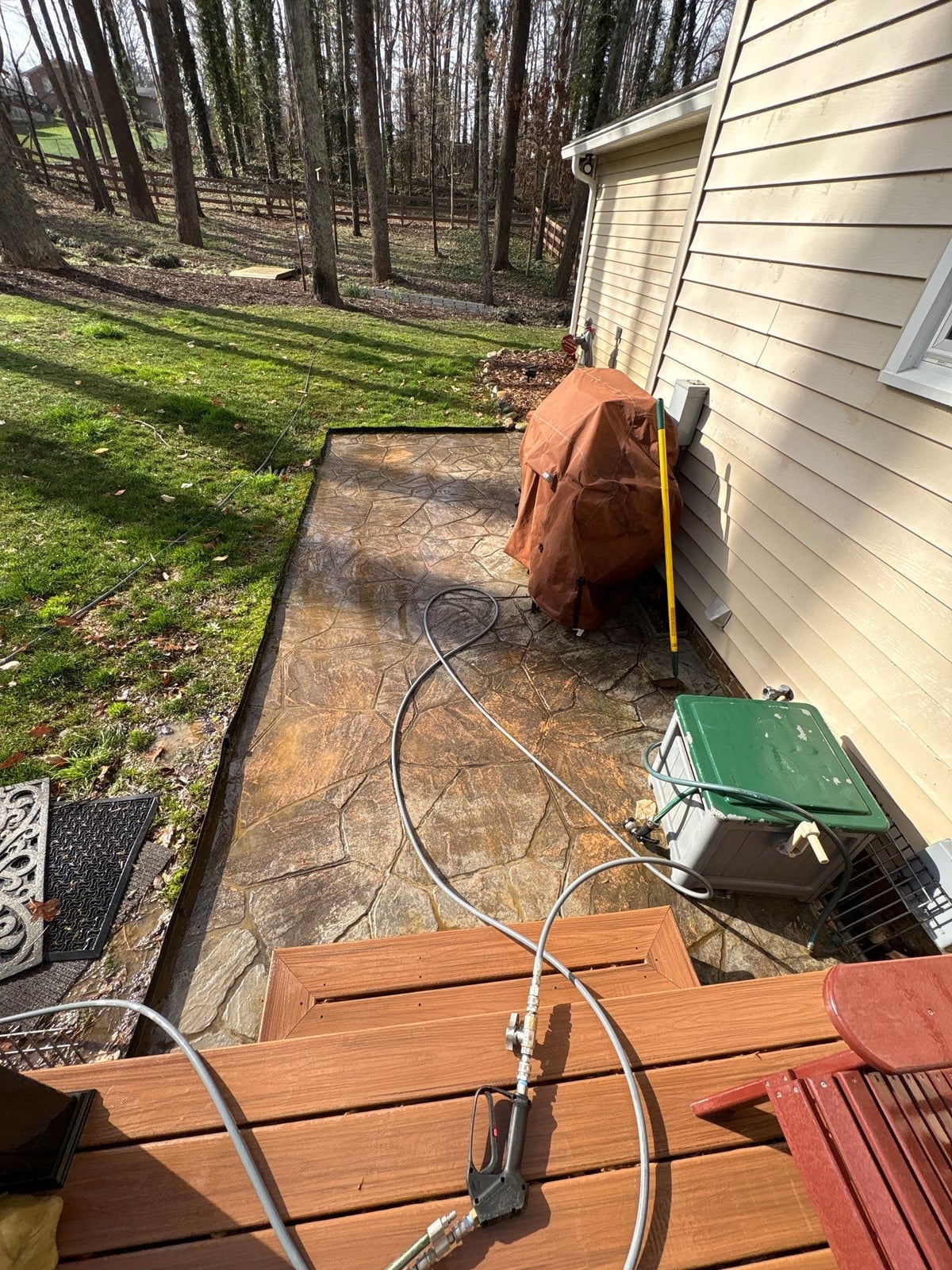 Gutter cleaning and exterior deck power washing services