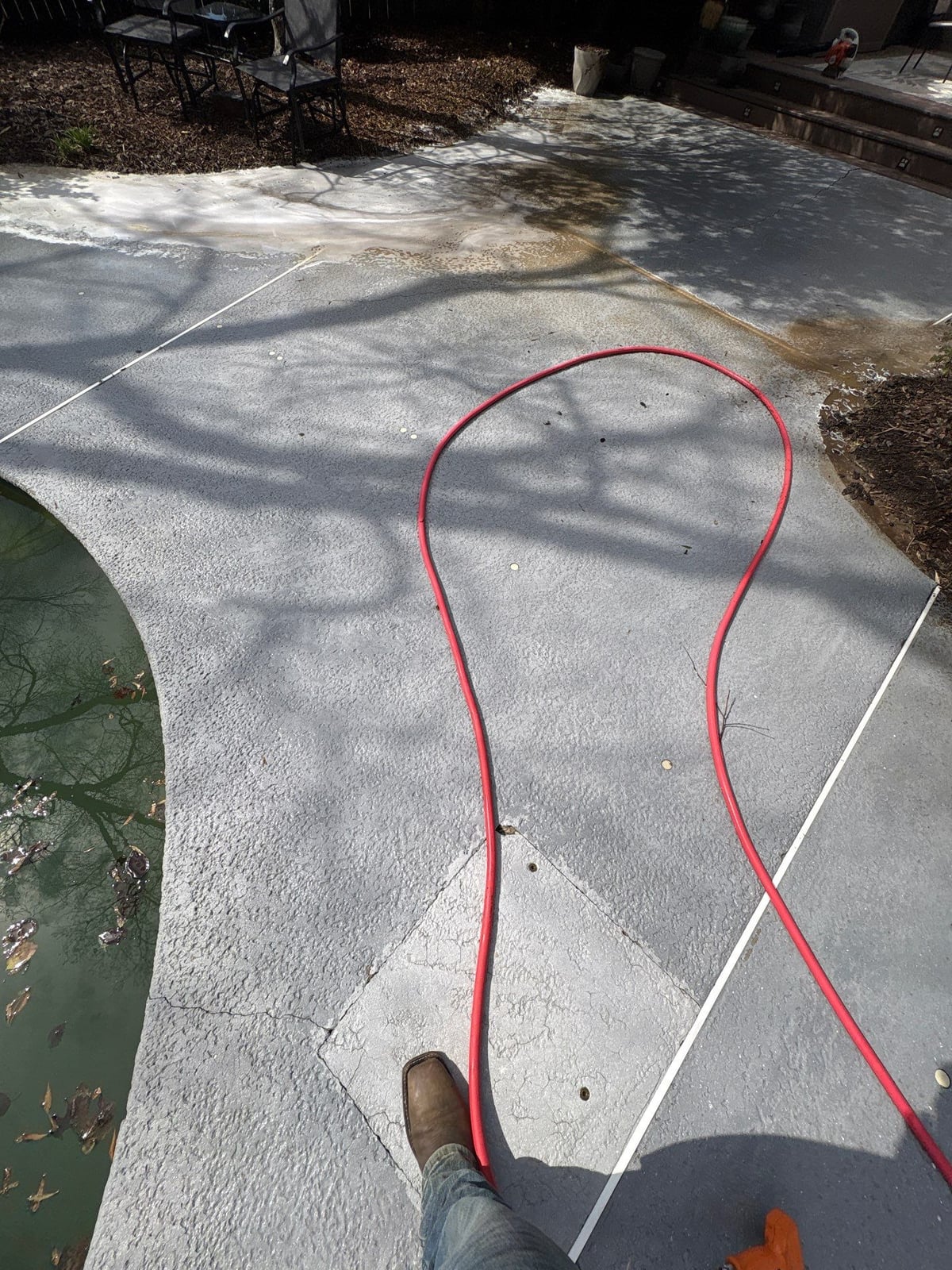 Soft washing and cleaning of residential pool deck surface