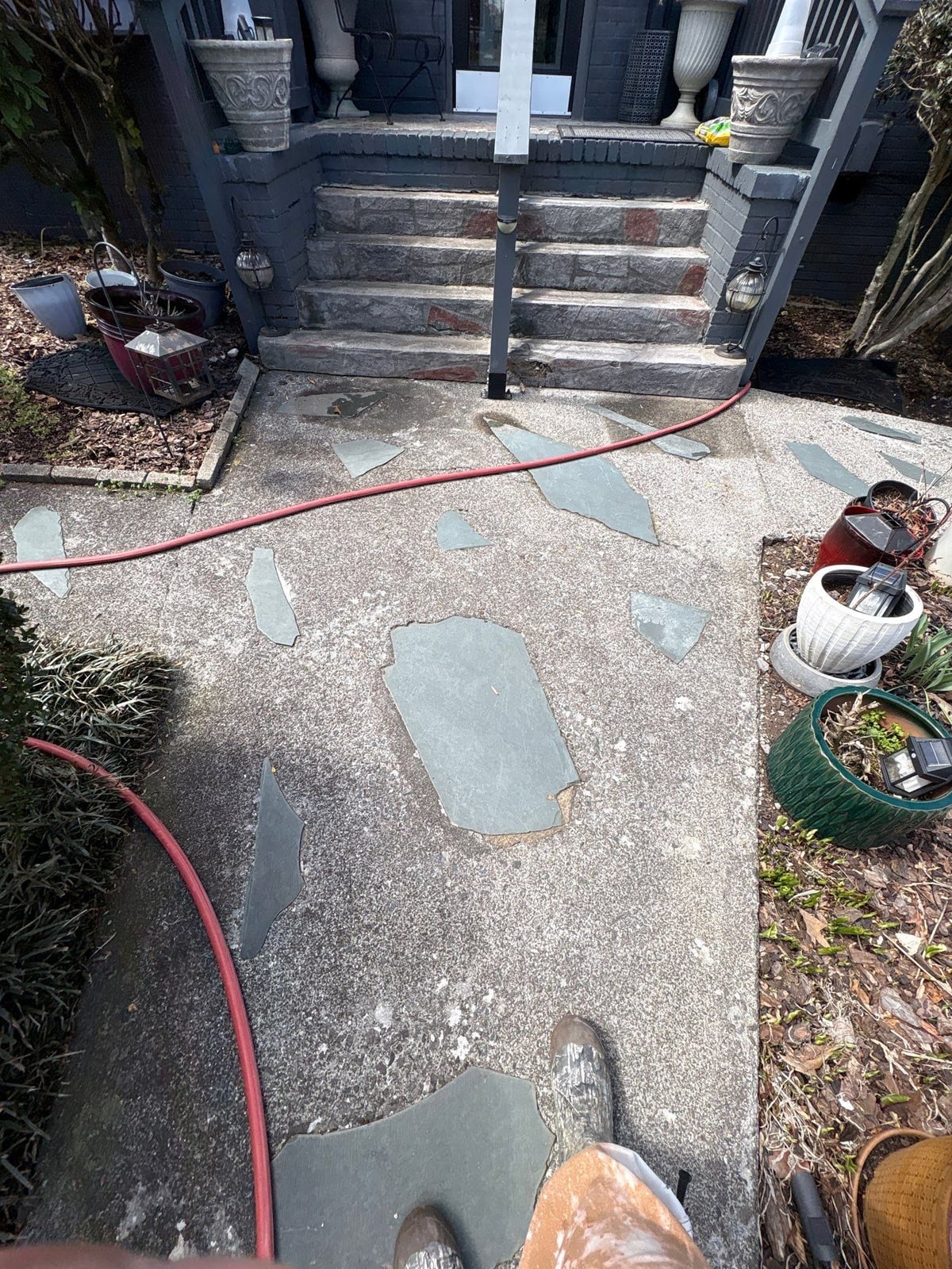 House washing and pressure washing front walkway and fence