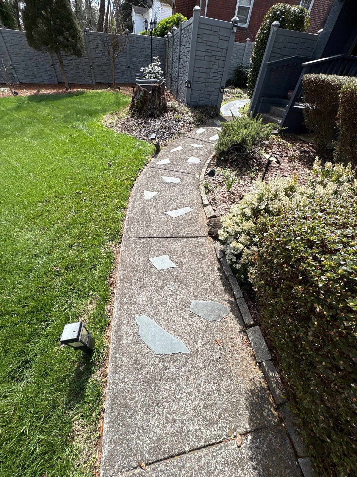 House washing and pressure washing front walkway and fence